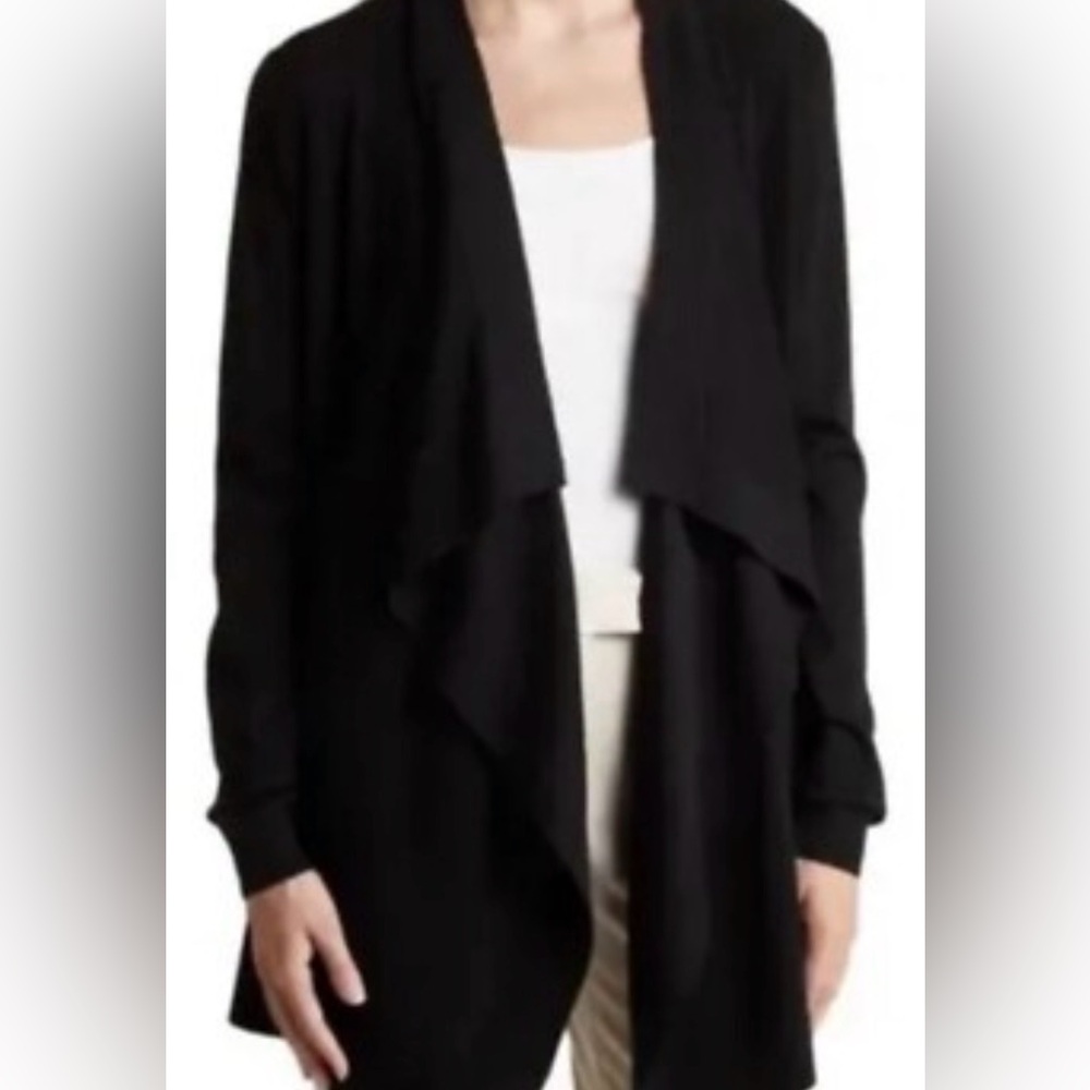 Theory Stretch Open Front Wool Cardigan/Sweater, Black